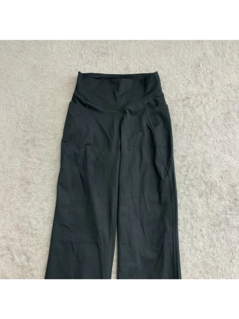 Jockey Women's M Black Wide-Leg Pants Yoga  High Waist Pockets  B0656